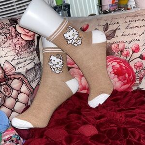 Hello Kitty Brown and White Socks